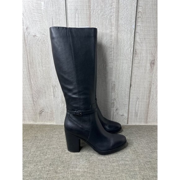 Naturalizer Kalina Womens Size 10 Black Leather Knee-High Boots With Block Heel - Picture 2 of 11